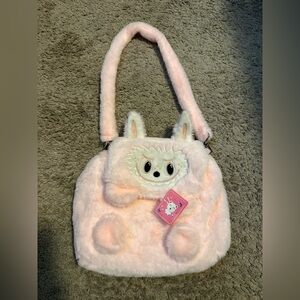 Cute Pink Plush Animal Face Kids Bag